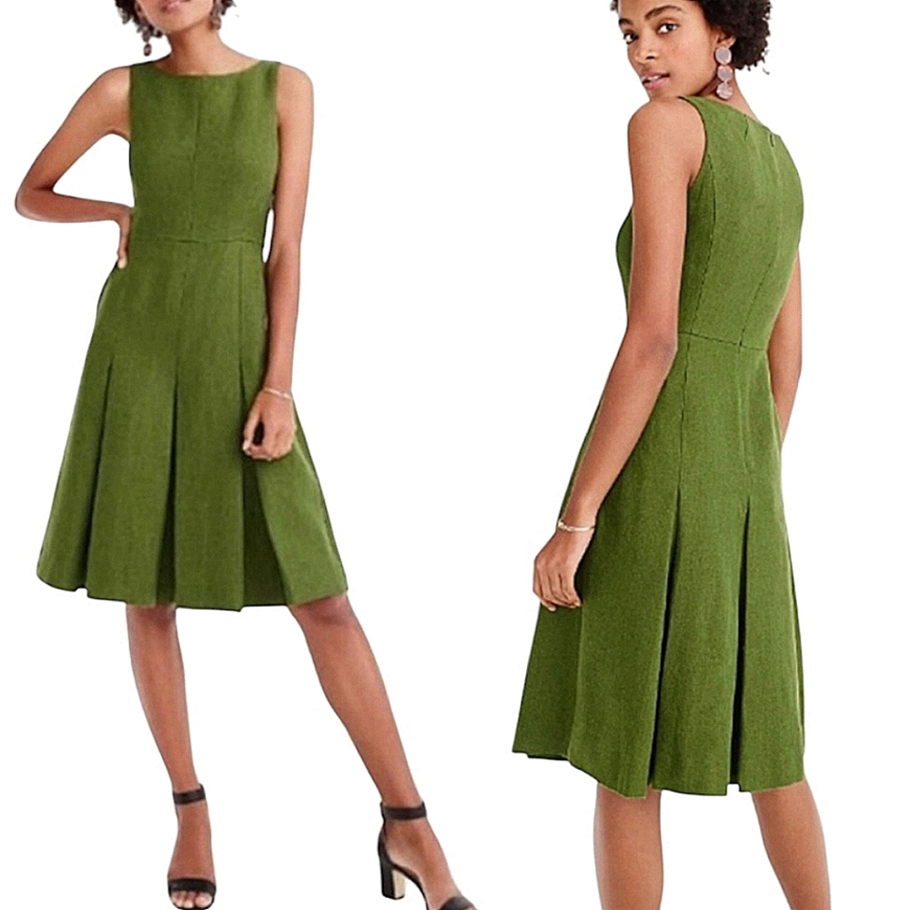 J. Crew 100% Linen A-Line Structured Midi Dress Size 14